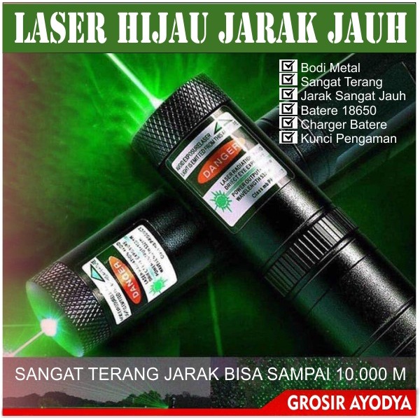 Laser Hijau Jarak Jauh Green Laser Pointer Lampu Laser Hijau Senter