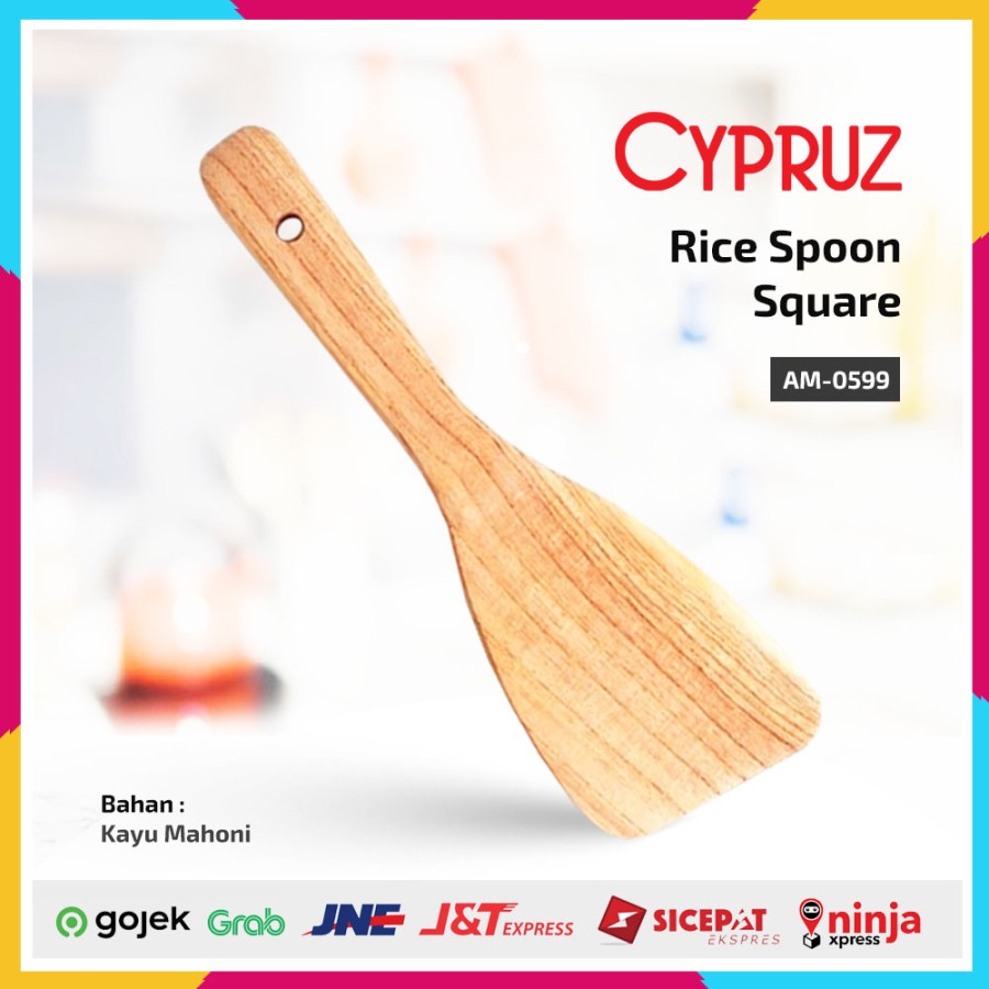 Cypruz Centong Nasi Kotak Kayu Mahoni / Rice Spoon AM-0599