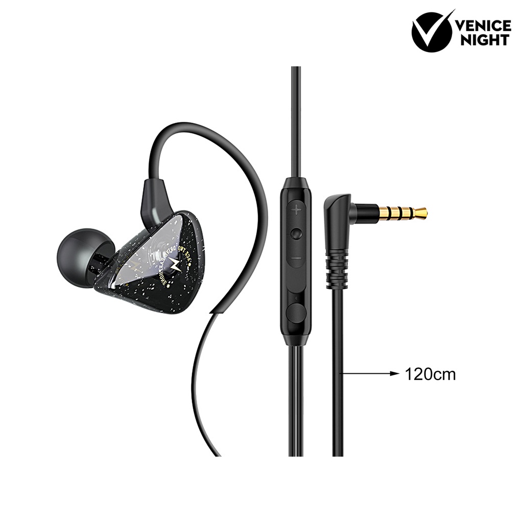 (VNEP) (Berkabel) Ponsel Headset Subwoofer Pengurang Kebisingan Cerdas Memanggil Stereo Surround TPE Headphone dengan Mikrofon untuk Ponsel Android