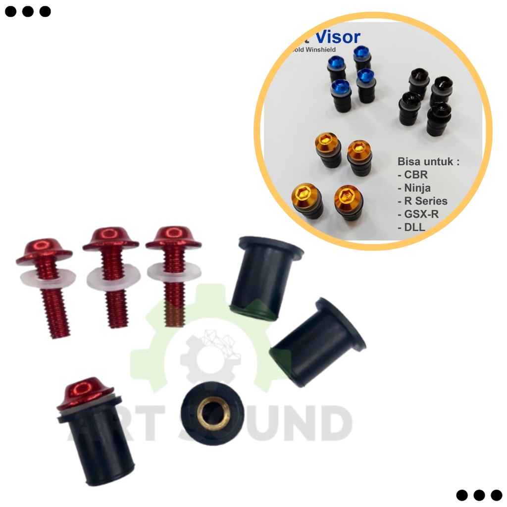 Baut Visor CBR250RR Blue Baut Mur Winshield CBR 250RR Mur Karet Visor