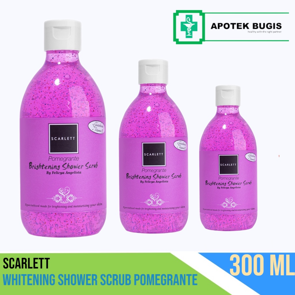 Scarlett Whitening Shower Scrub Pomegrante 300 ml Lulur Mandi Pemutih
