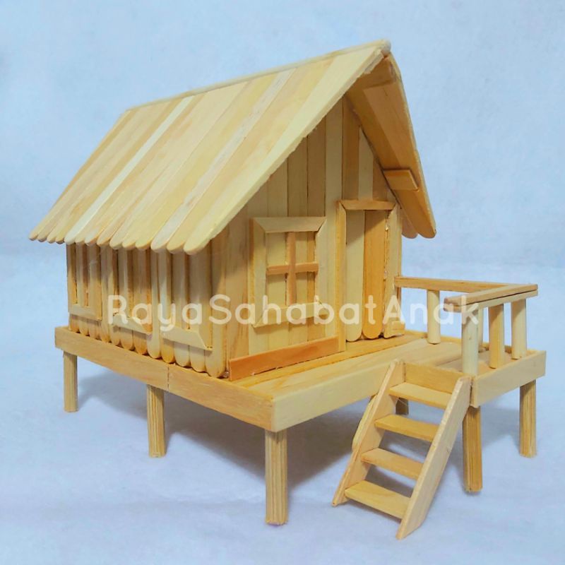 Miniatur Rumah Adat Betang/ Rumah Panjang Kalimantan dari Stick Es Krim