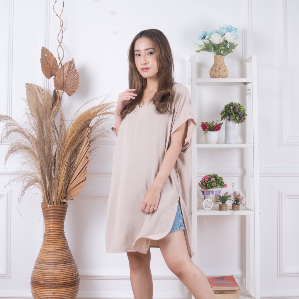 Nagita Long Square Blouse Crinke Airflow Long Square Atasan Wanita Oversize Ootd Remeja Terbaru jumbo