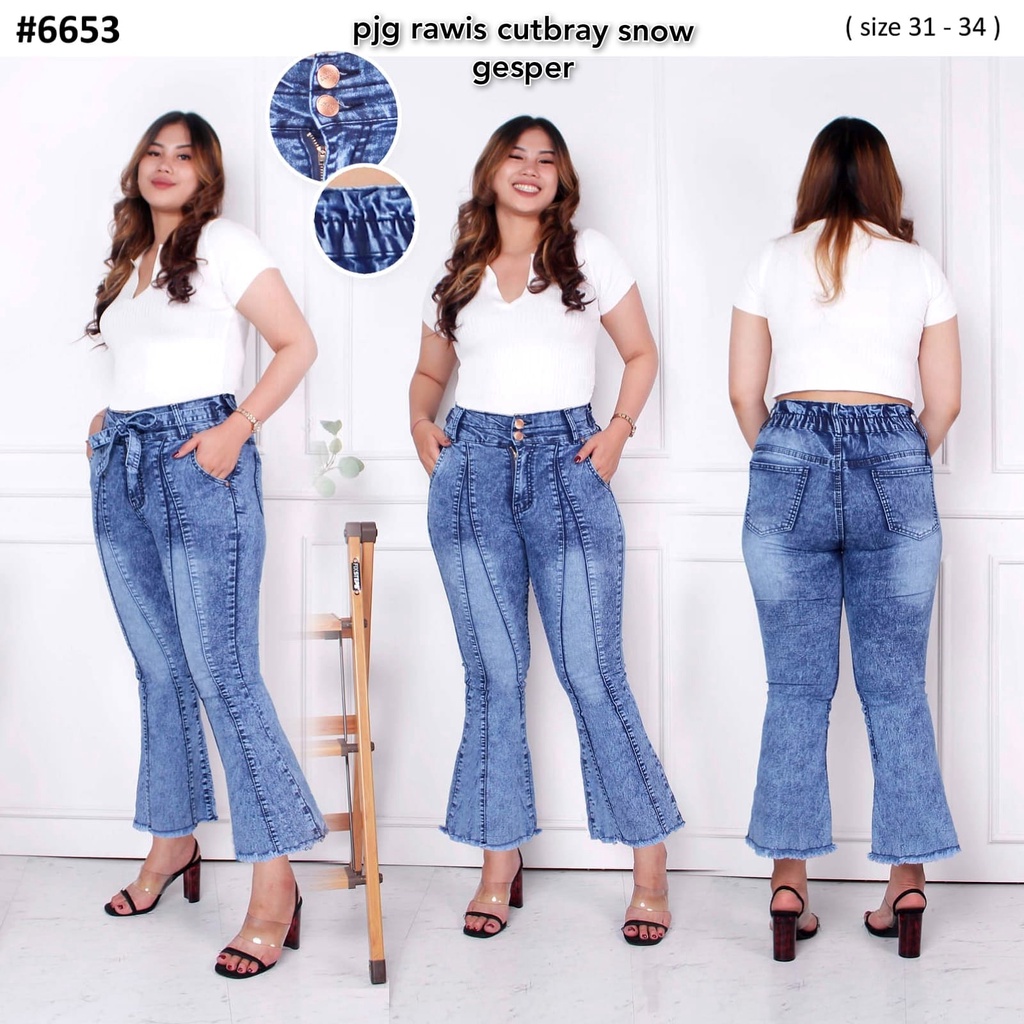 Celana Panjang Jeans Wanita Cutbray Tulang Rawis 27-30 31-34 Bisa Bayar Ditempat(COD)