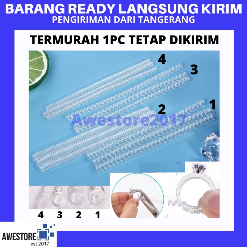 10CM Pengganjal Cincin Pengecil Ukuran Spiral Ganjalan Ring Sizer Adjuster Pengecil Cincin High Quality