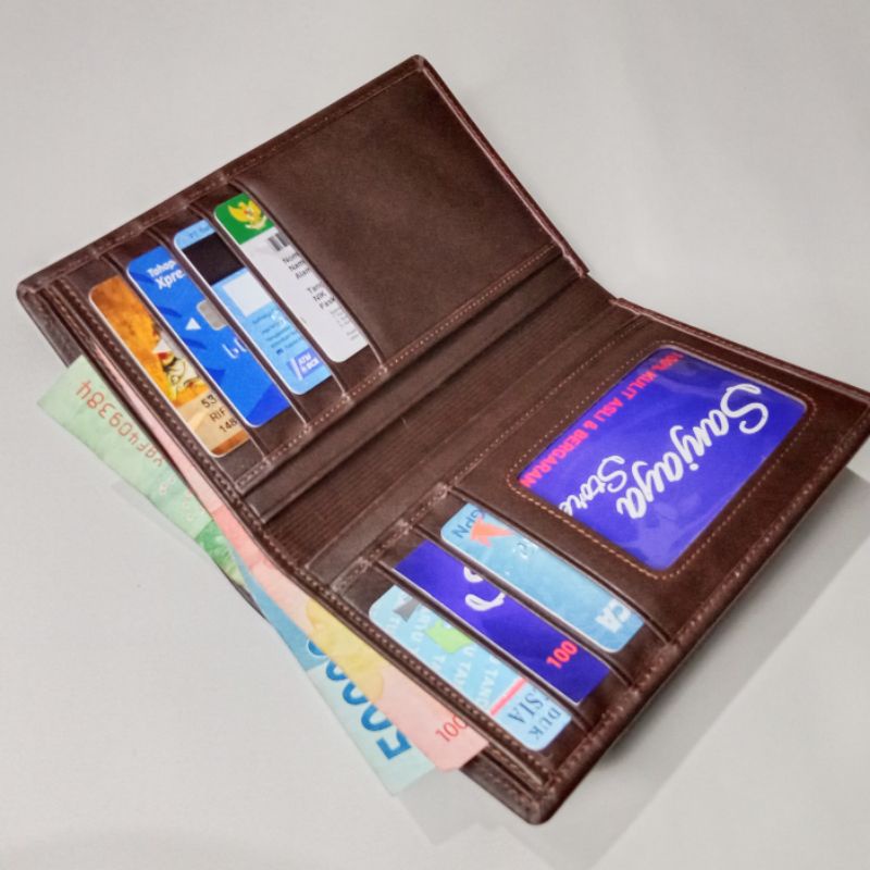 Dompet Kulit Pria 3/4 Original Kulit Asli Tanpa Slot Tengah