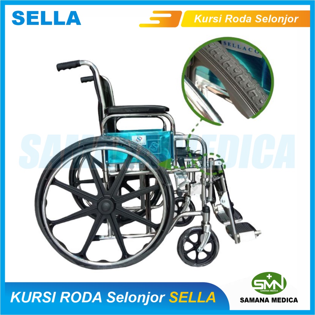 Kursi roda Selonjor SELLA KY902 untuk Patah Tulang Kaki Pijakan Kaki Bisa Diangkat Vekg Bintang Promo Murah