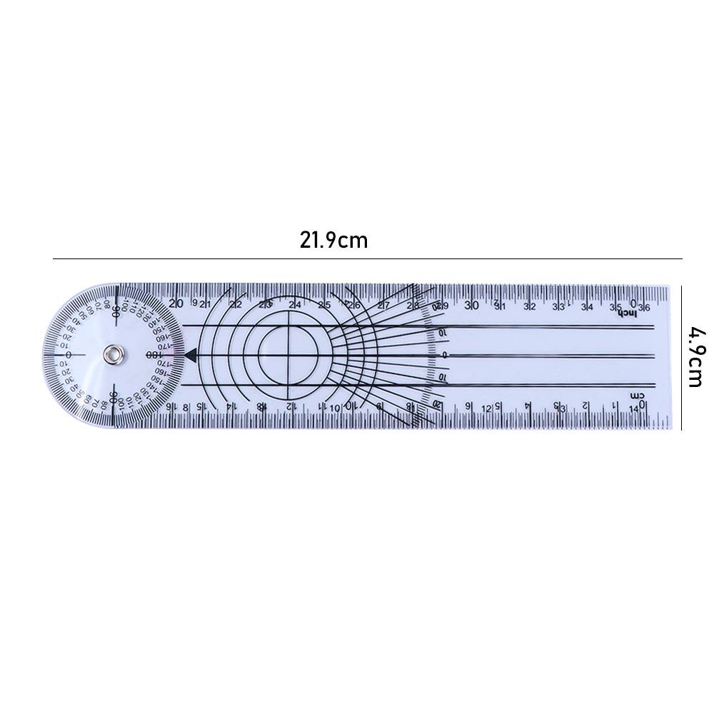 Agustina Goniometer Penggaris Jari Sudut PVC Ortopedi Multi-Penggaris Busur Derajat Dikalibrasi Penggaris Tulang Belakang