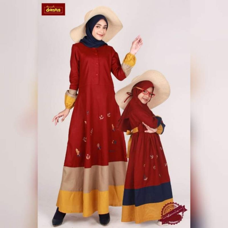 DANNIS 2023 GAMIS ANAK  MOM N GIRL ( couple , sarimbit, fashion muslim, dannis anak)