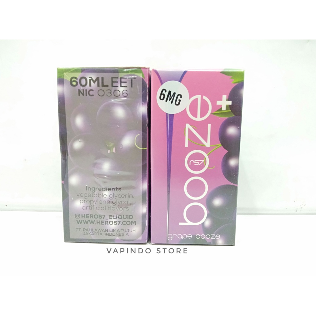 NIC 6MG BOOZE+ GRAPE BOOZE 60ML BY HERO57 X MILDOS LIQUID