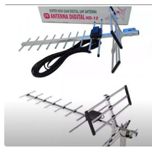 Antena TV digital outdoor PF HD-12 + Kabel 10 meter Sinyal Kuat