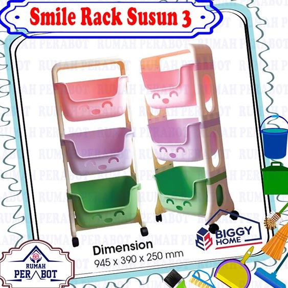 Rak Smile Roda 3 Susun / Rak Salon / Tempat Penyimpanan Serbaguna Anak