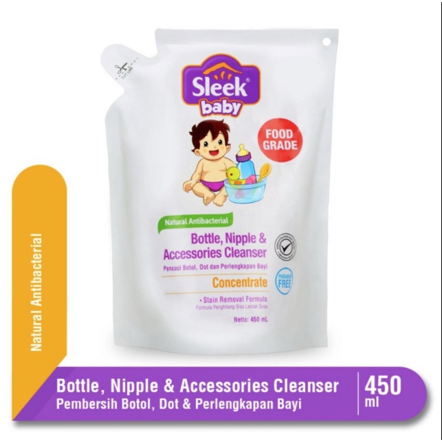 sleek baby bottle nipple &amp; accessories cleanser 450ml