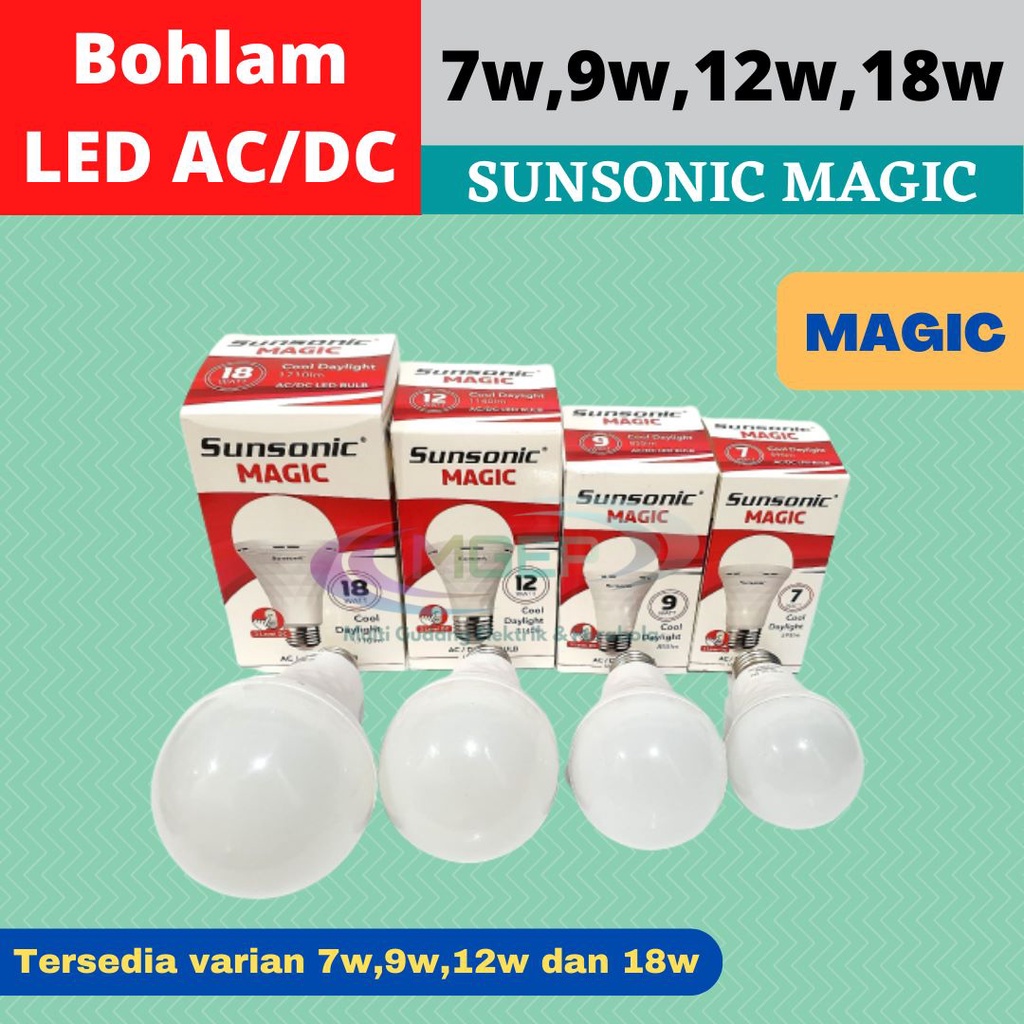 Sunsonic Magic LED Lampu Darurat 7 9 12 18 Watt 3 Mode