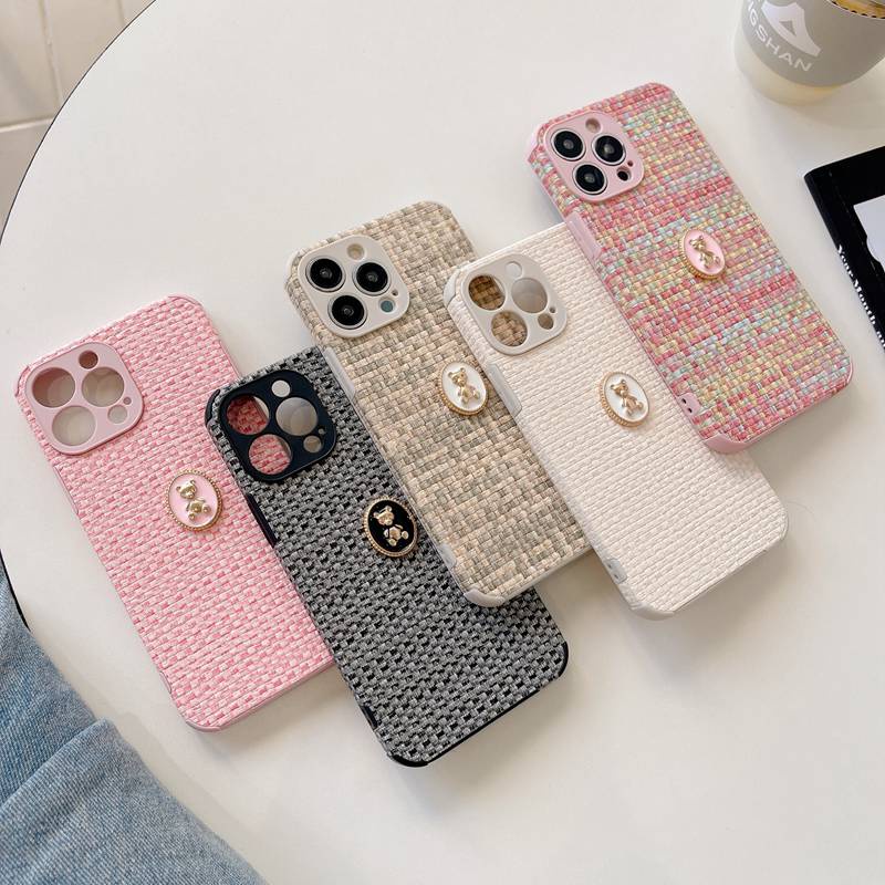 Soft Case Motif Boneka Beruang Bahan Kain Untuk IPhone 7 8 Plus 7 + 8 + XR XS Max 11 12 13 Pro Max 14 Plus 14 Pro Max