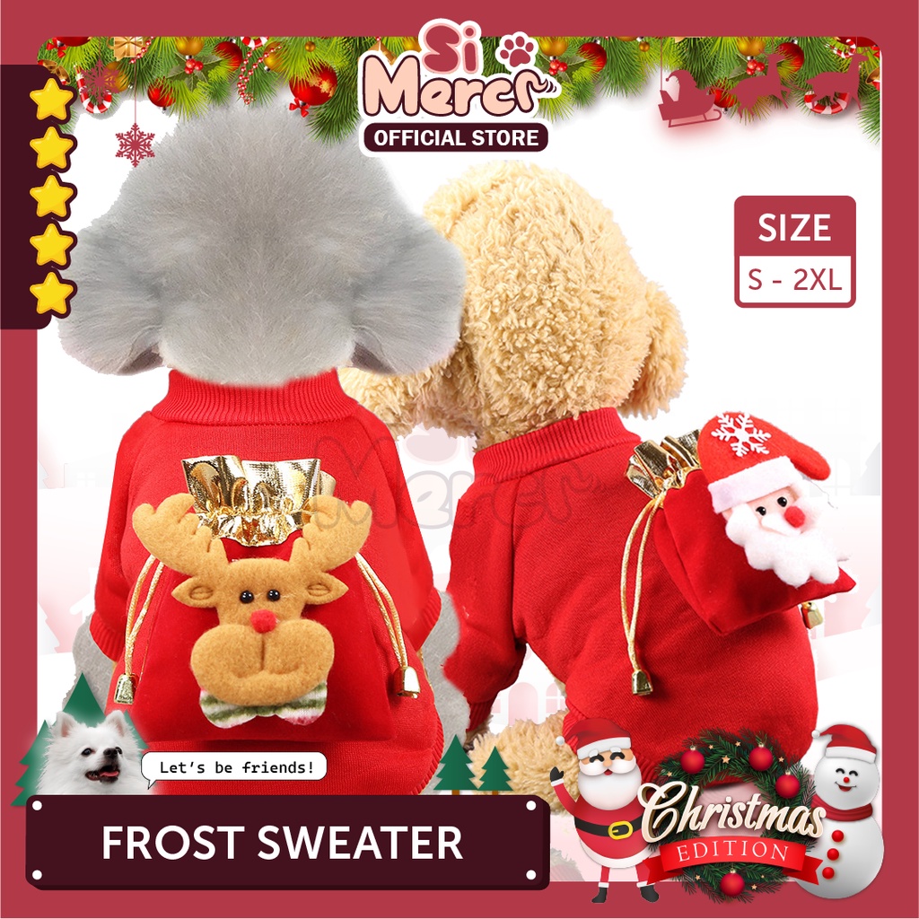 Baju Anjing Kucing Hewan Hoodie Natal / Baju Sweater Anjing Natal / Pet Clothes For Christmas Premium