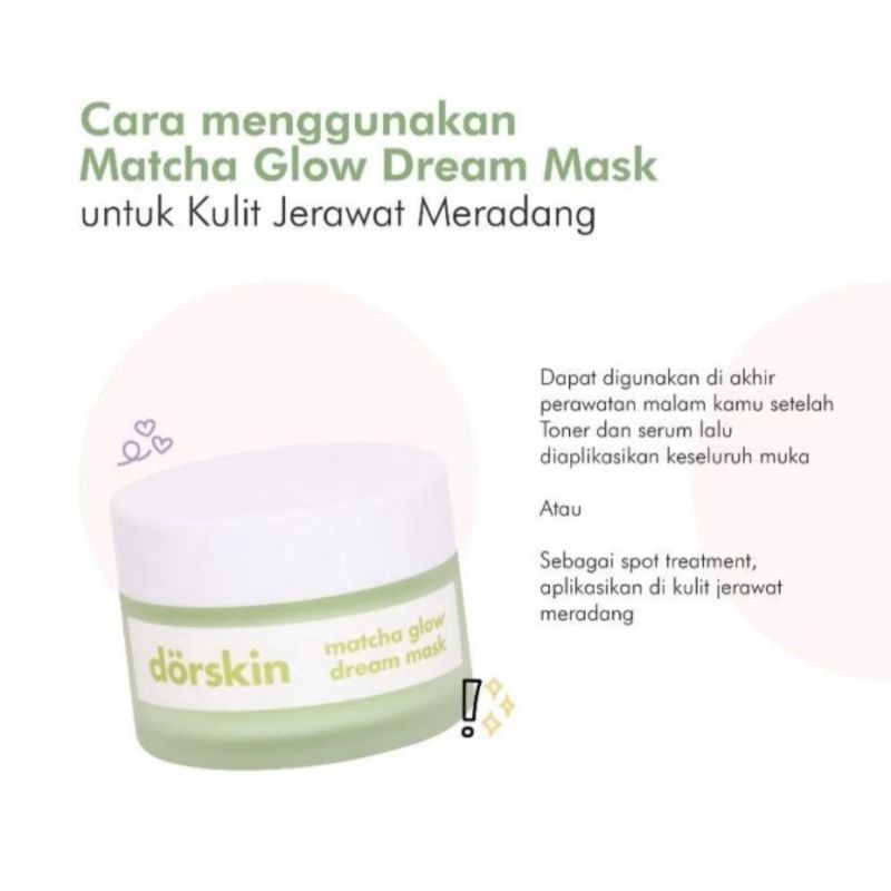 DORSKIN MATCHA GLOW DREAM SLEEPING MASK MOISTURIZER