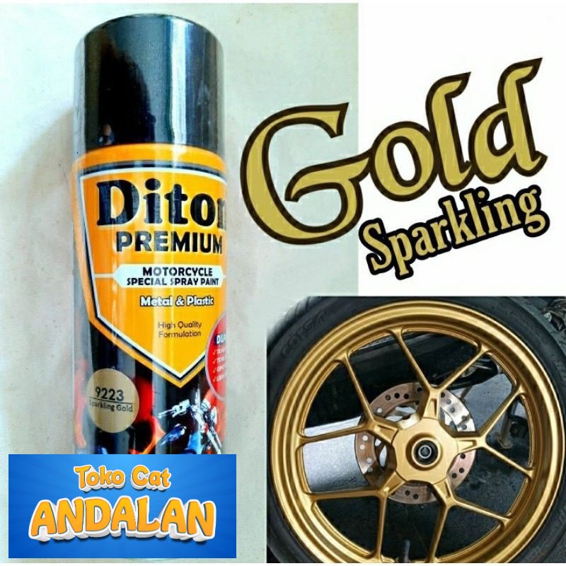 

Toko Cat Andalan - Pilox Diton Premium Sparkling Gold 9223 Emas Metallic Mas Metalik Cat Pilok Tahan Bensin 400ml Toko Cat Andalan Motor dan Mobil