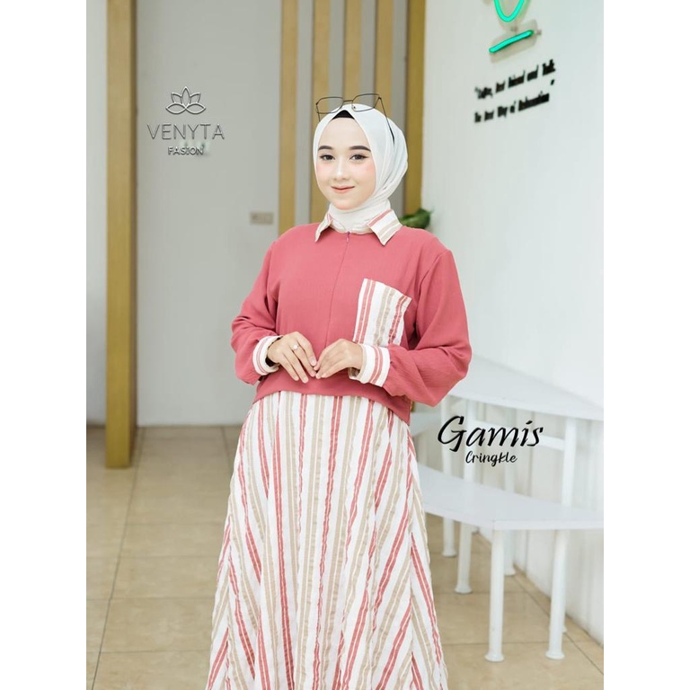 GAMIS CRINKLE SALUR AIZA DRESS ORIGINAL VENYTA FASHION/COD/