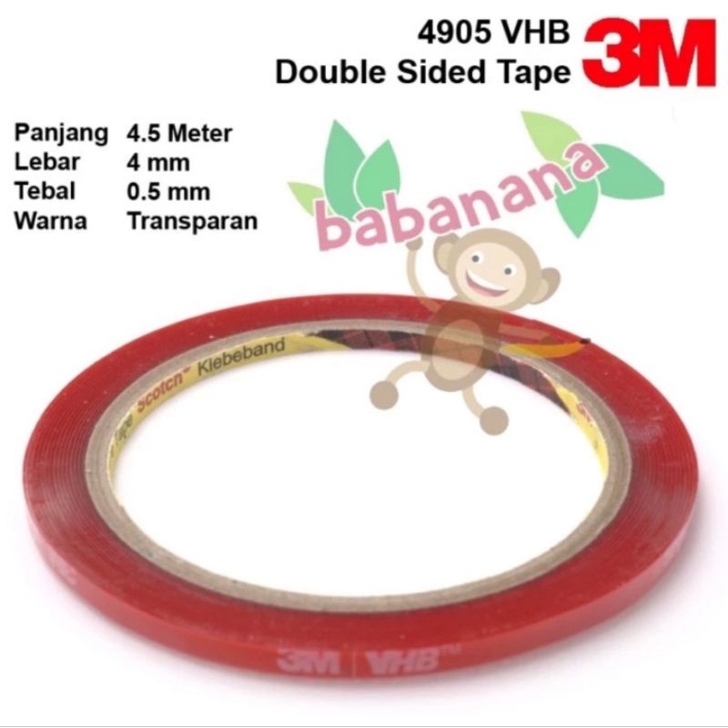 Double Tape 3M 4905 VHB Transparan double sided 4.5M x 4mm x 0.5mm