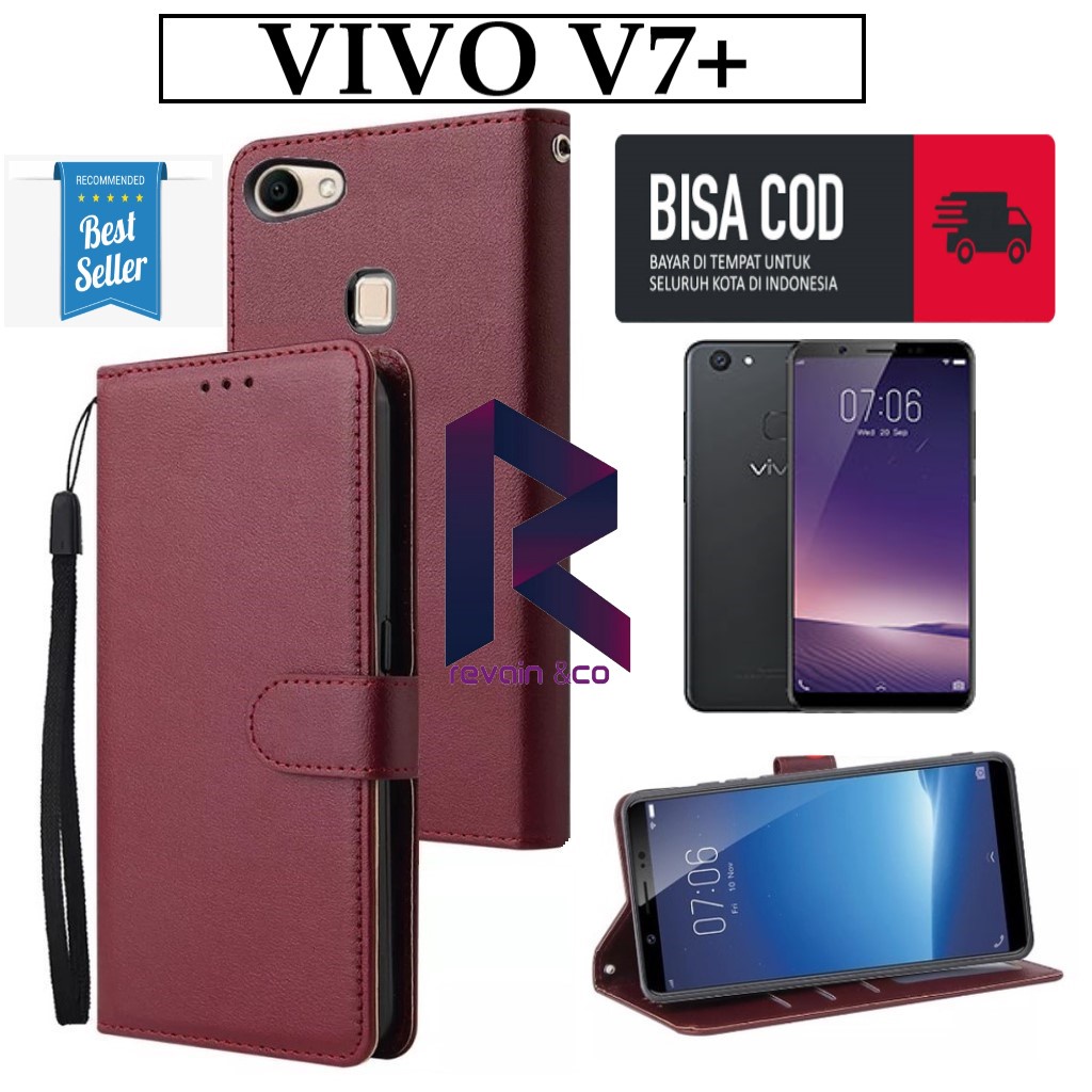 CASE VIVO V7 PLUS FLIP WALLET LEATHER KULIT PREMIUM SARUNG BUKA TUTUP KESING HP FLIP CASE VIVO V7 PLUS