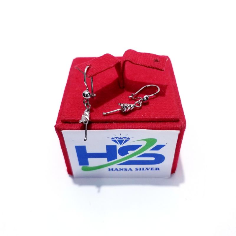 Anting Perak Silver Anak Asli 925 Lapis Emas Putih Model Agogo Kerucut - Anting Anti Karat