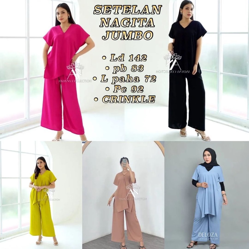 ONE SET NINA LONG SQUARE / SETELAN NAGITA / PAJAMAS CRINKLE AIRFLOW