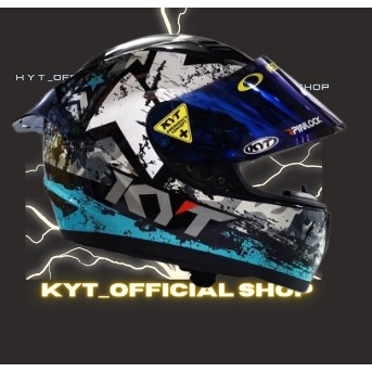 Helm kyt bisa cod HELM KYT HELM FULL FACE | KYT R10 | AQUA BLUE | PAKET GANTENG HELM KYT 100% ORIGIN