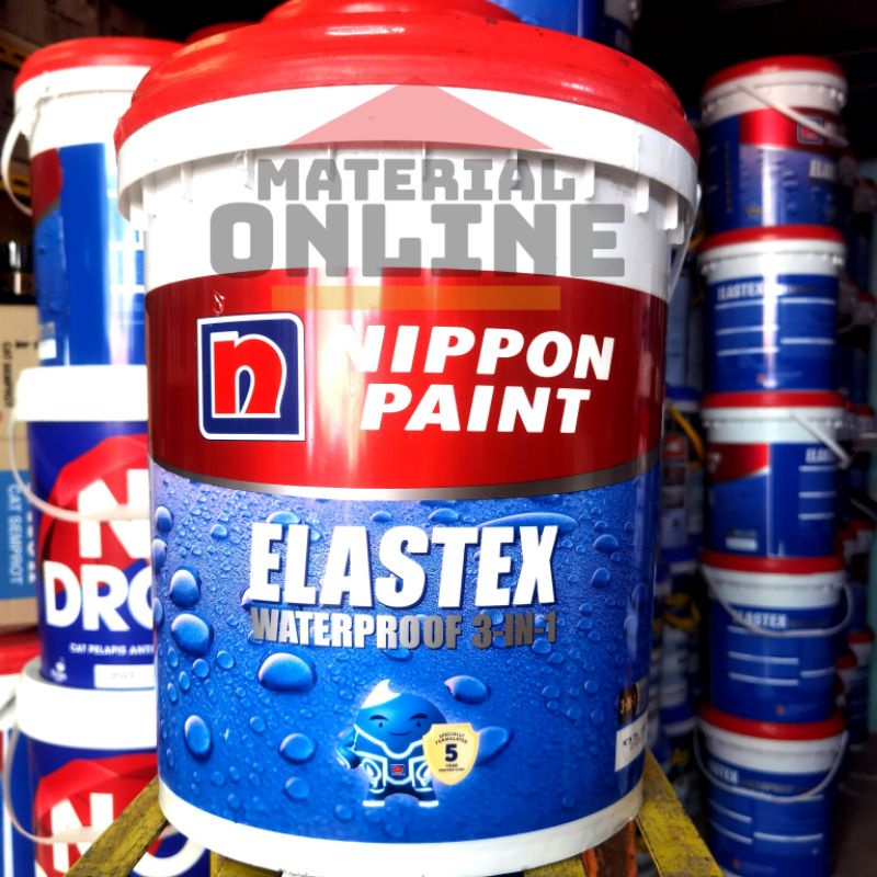 Nippon Elastex Cat Waterproofing Pelapis Anti Bocor 20 Kg 20Kg Pail Pel Abu Abu Putih Kargo
