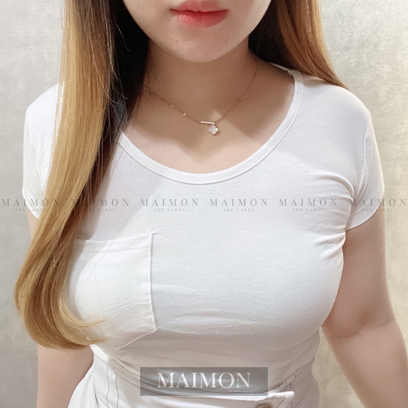 Kaos POCKET Vneck | Kaos Polos Wanita | Maimon Grosir