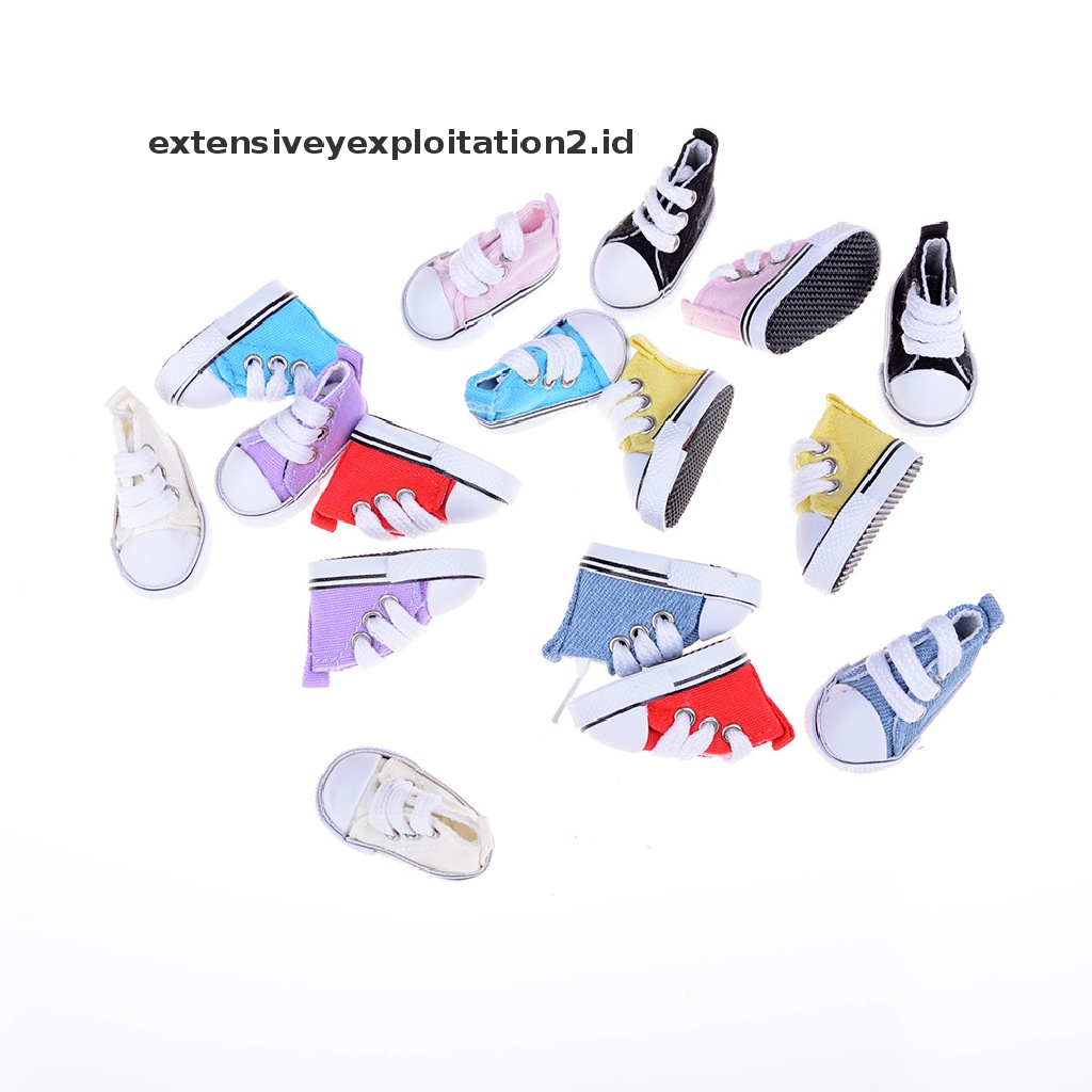 Sepatu Sneakers Bahan Kanvas Ukuran 5cm Untuk Aksesoris Boneka BJD