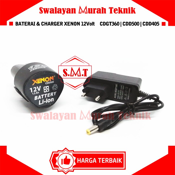 Paket Baterai Charger Xenon 12Volt CDD500/505 CDGT360/HDT CDD405