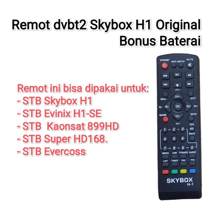 Produk Terbaru Remot Stb Skybox H1 Ori, Juga Untuk Kaonsat 899Hd, Super Hd168, Evinix
