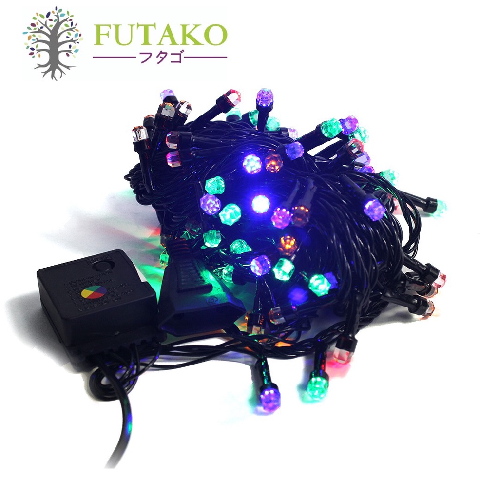 FUTAKO Lampu Tumblr Natal LED / Dekorasi / Twinkle Light RGB FULL 100 lampu KABEL HITAM