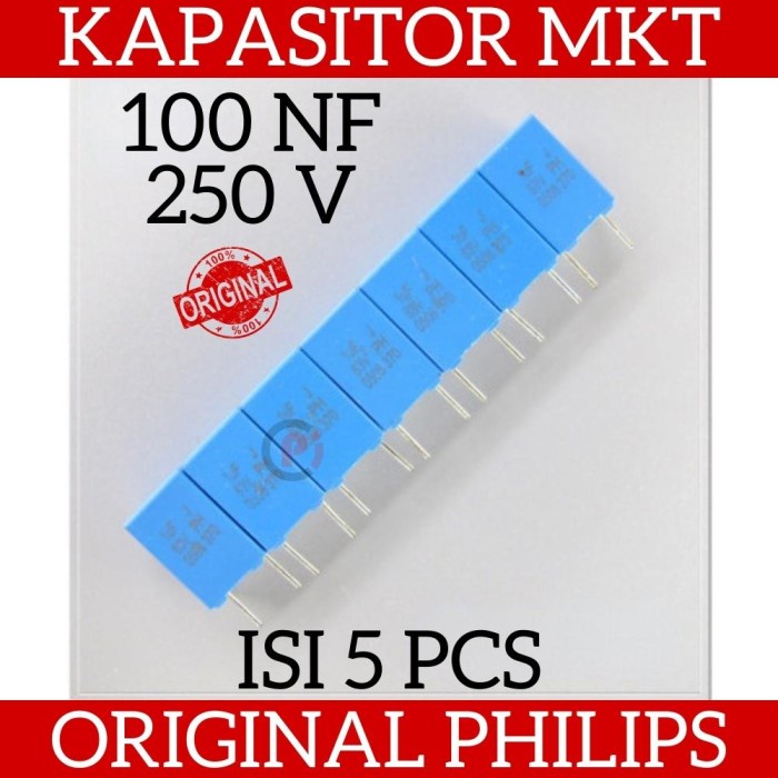 Isi 5 Pcs ORIGINAL PHILIPS 100nF 250V 104 MKT MKM Kapasitor Capacitor