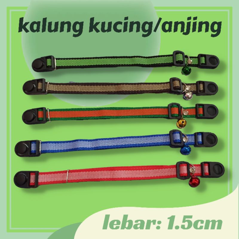 kalung tali motif garis kucing anjing