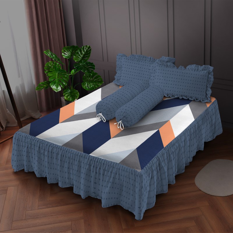 Kintakun Sprei Rumbai 160/180 Amina Aesthetic Dluxe Microtex Biru