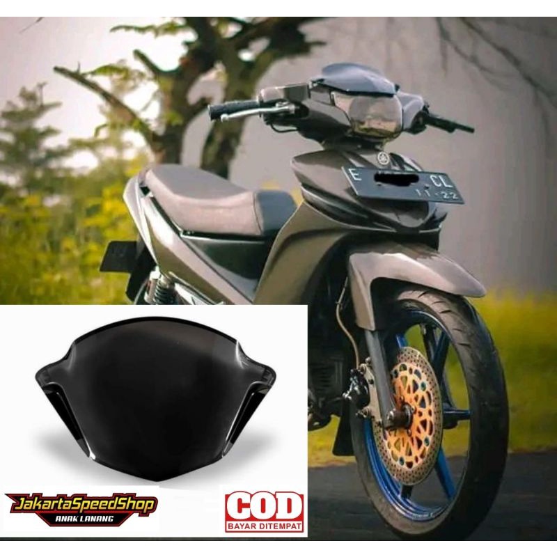 Visor variasi yamaha vega zr new vega zr lama bahan full akrilik hitam kilap universal pnp vega zr