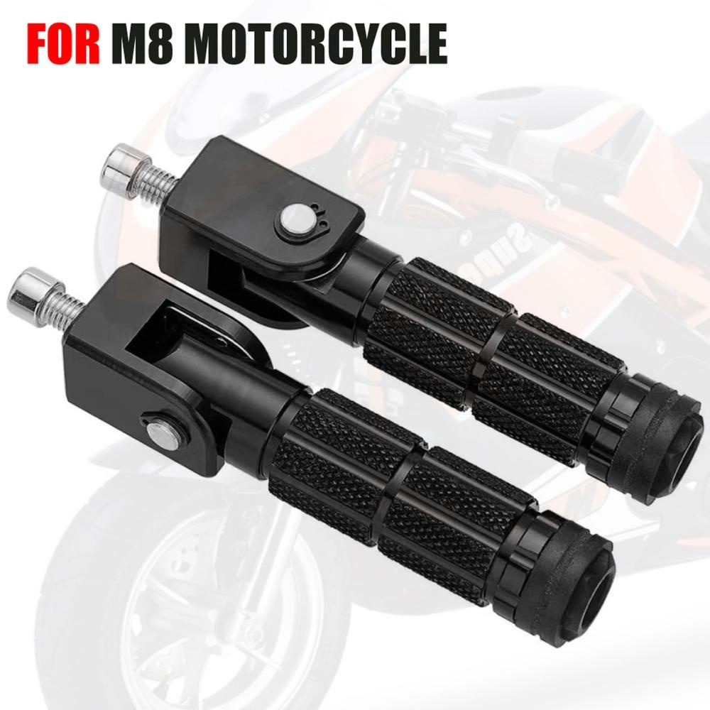 Top 1pasang Footpegs Universal 8mm 90putar Belakang Motor