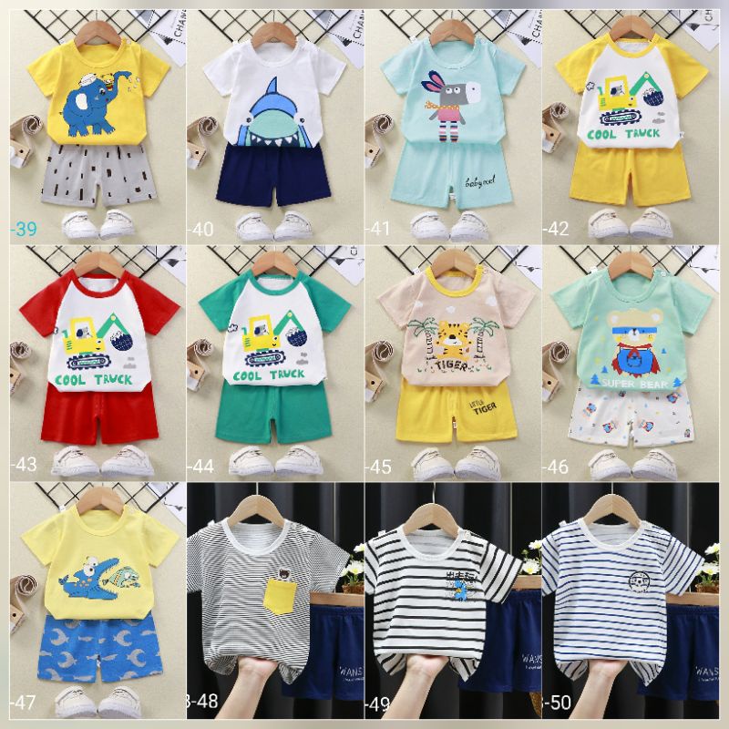 Part 1 -setelan baju kaos anak laki laki dan perempuan import umur 2-5 tahun BB 1 - BB 12