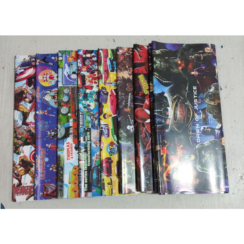 

Kertas Kado Karakter Anak Motif Cowok Avengere Thomas Tayo Tobot Spider-Man