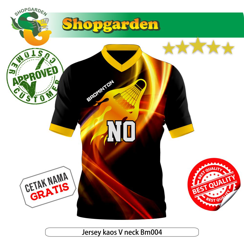 Baju Jersey Kaos Badminton V nek BM004 Kaos Jersey Dewasa Premium Size Jumbo | SHOPGARDEN