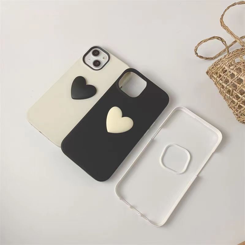 Soft Case Silikon Matte Motif Hati 3D Lucu Cover iphone 14 12 13 Pro Max 11 X XR 7 8 Plus Se 3