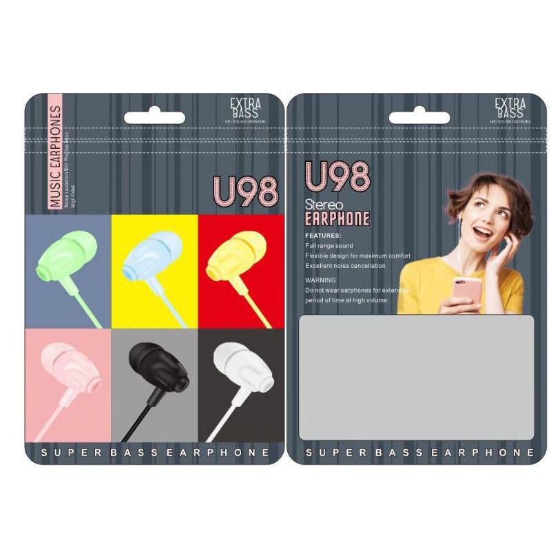 Headset Macaron U98 Jack 3.5mm Support All Android(New Produk)