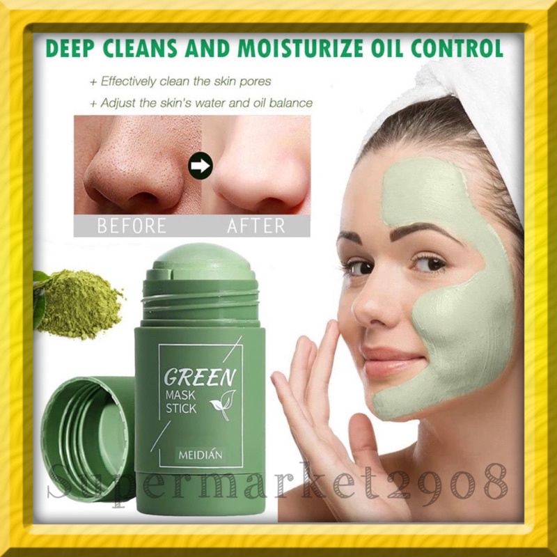 Green Tea Mask Cleasing Clay Stick Masker Wajah Masker Pembersih Komedo