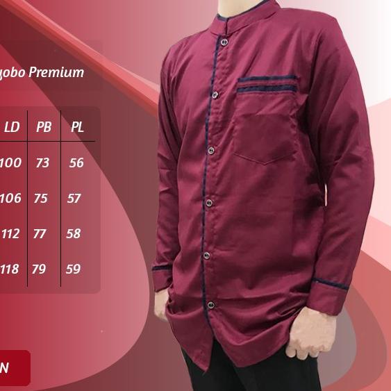 koko lengan panjang/koko pria/baju muslim pria/koko hadroh/koko lc - maroon, M