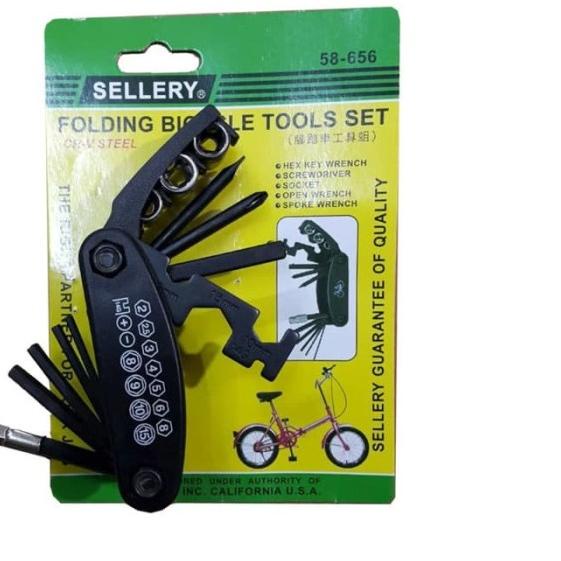 Folding Bicycle Tools set Sellery / Obeng , Kunci sok Set Sepeda