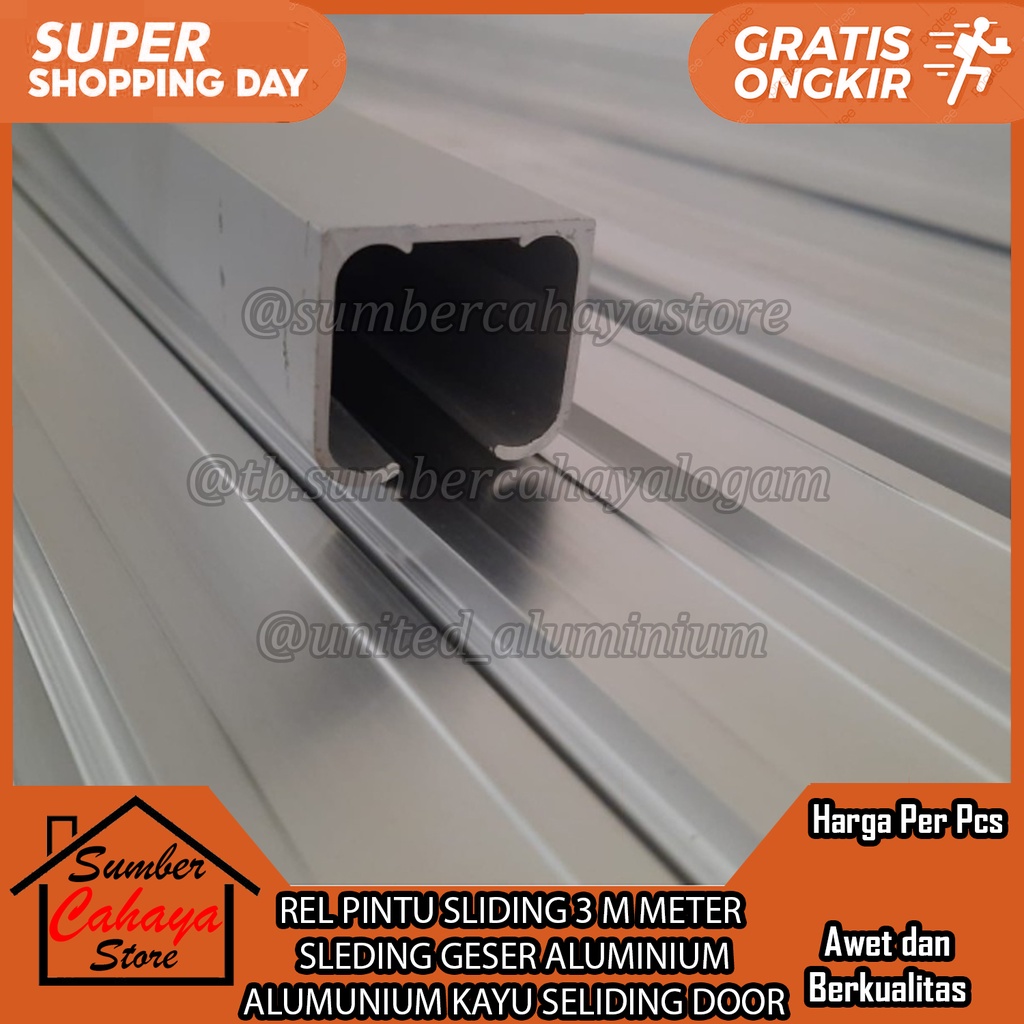 REL PINTU SLIDING 3 M METER  SLEDING GESER ALUMINIUM ALUMUNIUM KAYU SELIDING DOOR Seleding Rell Roda