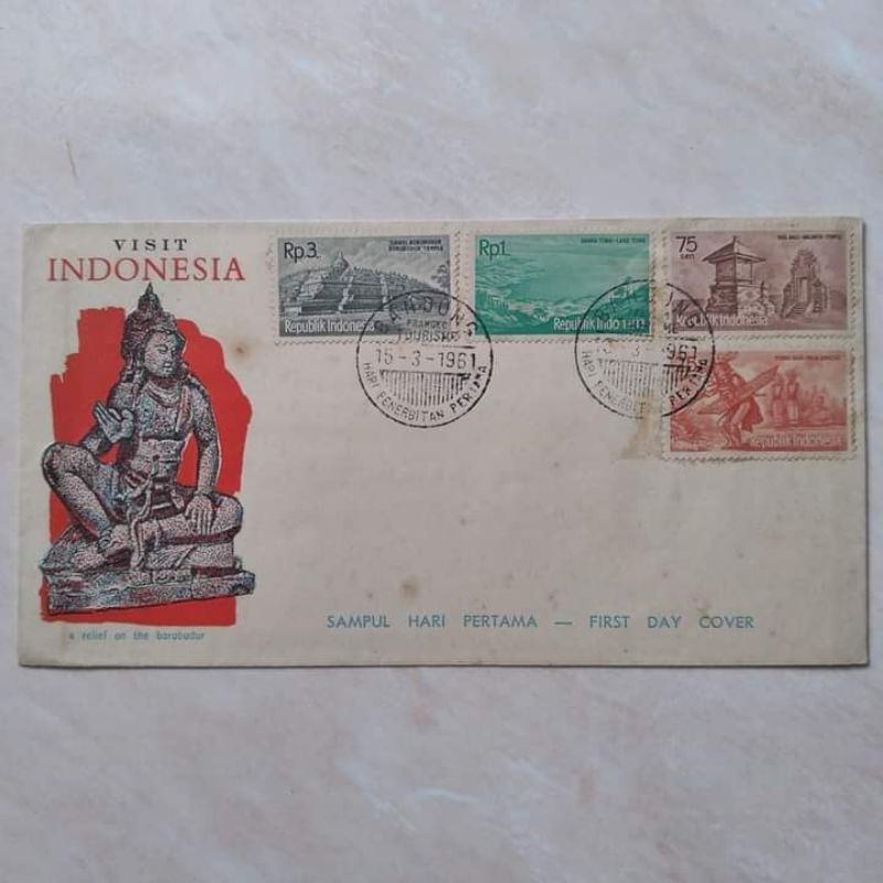 

Prangko Filateli Sampul SHP Seri Visit Indonesia 1961 Relief Borobudur