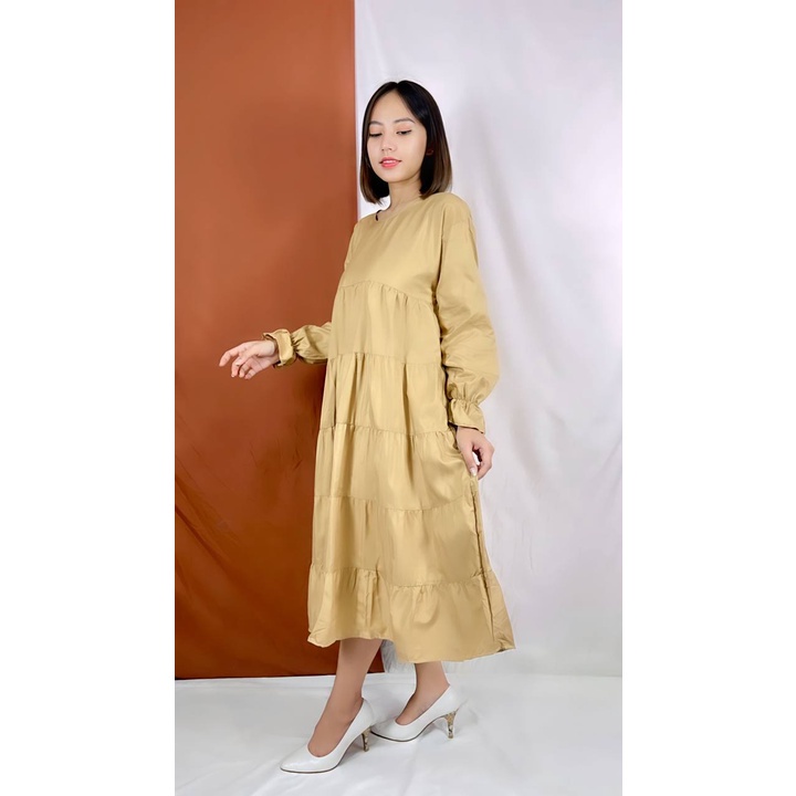 BEFAST - ZRX OOTD Tunik JUNYA / Cempaka Tunik Full Rufle Polos/ Pakaian Wanita Muslimah / Longdress Polos Formal / Fashion Wanita Pesta/Kondangan / Tunik Maxy Kekinian Remaja ABG / Dress Lengan Panjang Trendy / Terlaris